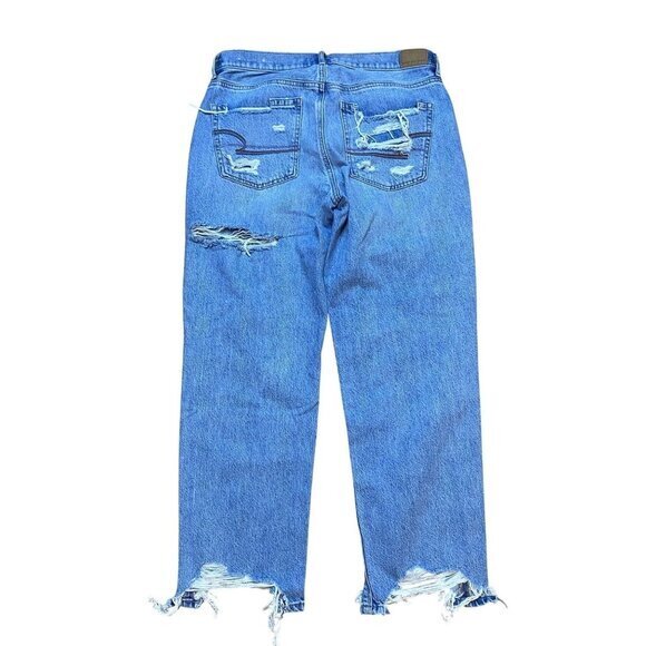 American‎ Eagle Womens 90s Straight Distressed Ripped Jeans Sz 10S - Picture 2 of 9